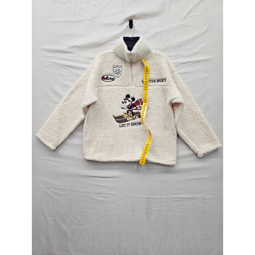 Disney Womens Winter Sherpa Pullover Cream Polyester Casual Size Medium